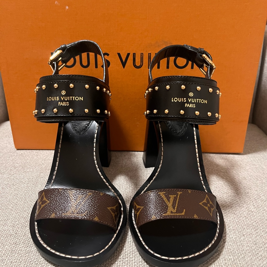 Louis Vuitton Women's Black And Brown Sandals